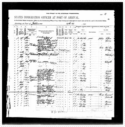 Bagdes, Rosalia Raczis Ship Manifest